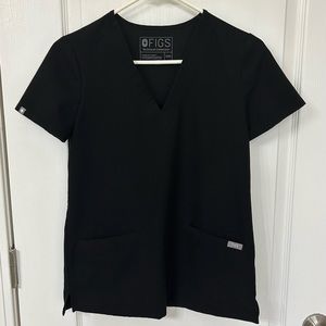 FIGS Casma 3-Pocket Scrub Top (Black) - Size XXS